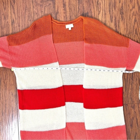 Pink Lily Boutique Colorblock Chunky Stripe Knitted Tunic Length Long Cardigan - Picture 8 of 14